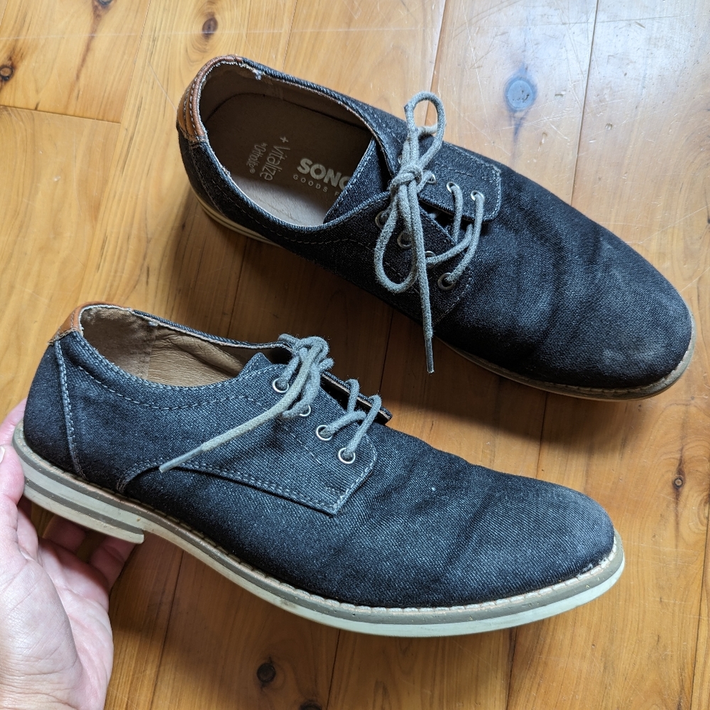 SONOMA men's black canvas casual lace-up loafers - Picture 1 of 3